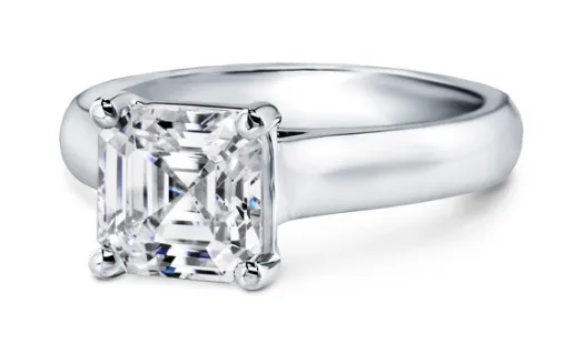 4CT Engagement Ring 18K Gold Natural Diamond E VS2 Asscher Cut AGS Certified