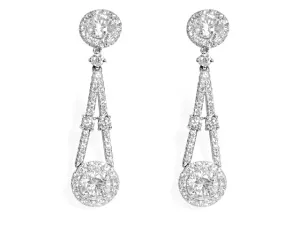 5.24ctw Art Deco Inspired Dangling Diamond Earrings
