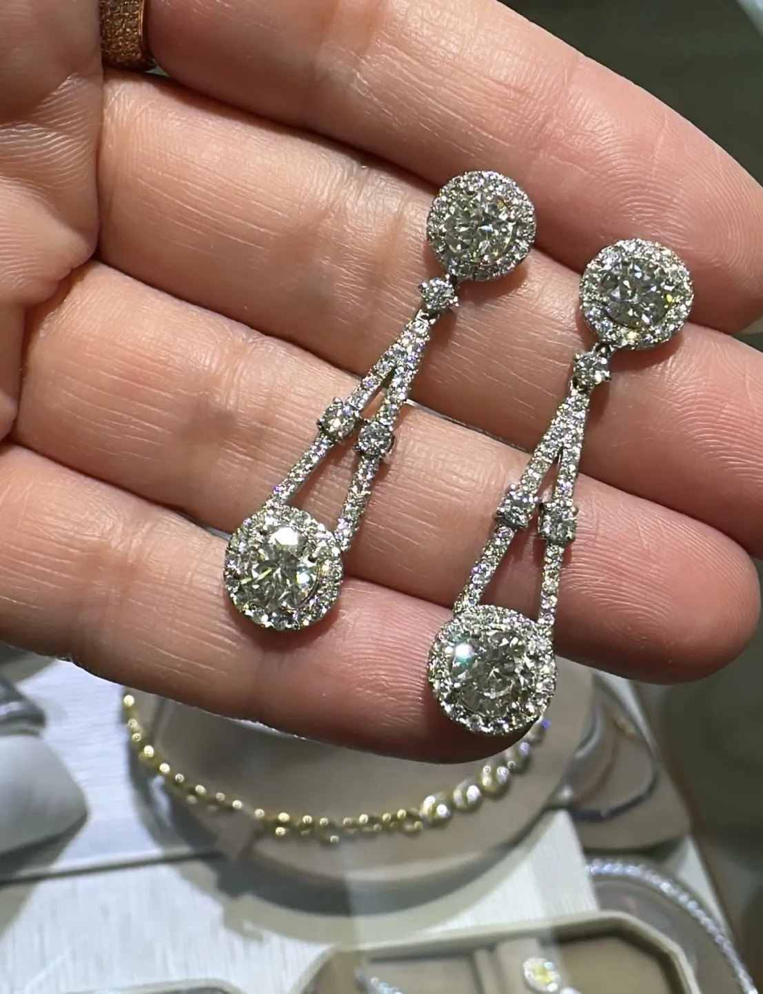 5.24ctw Art Deco Inspired Dangling Diamond Earrings