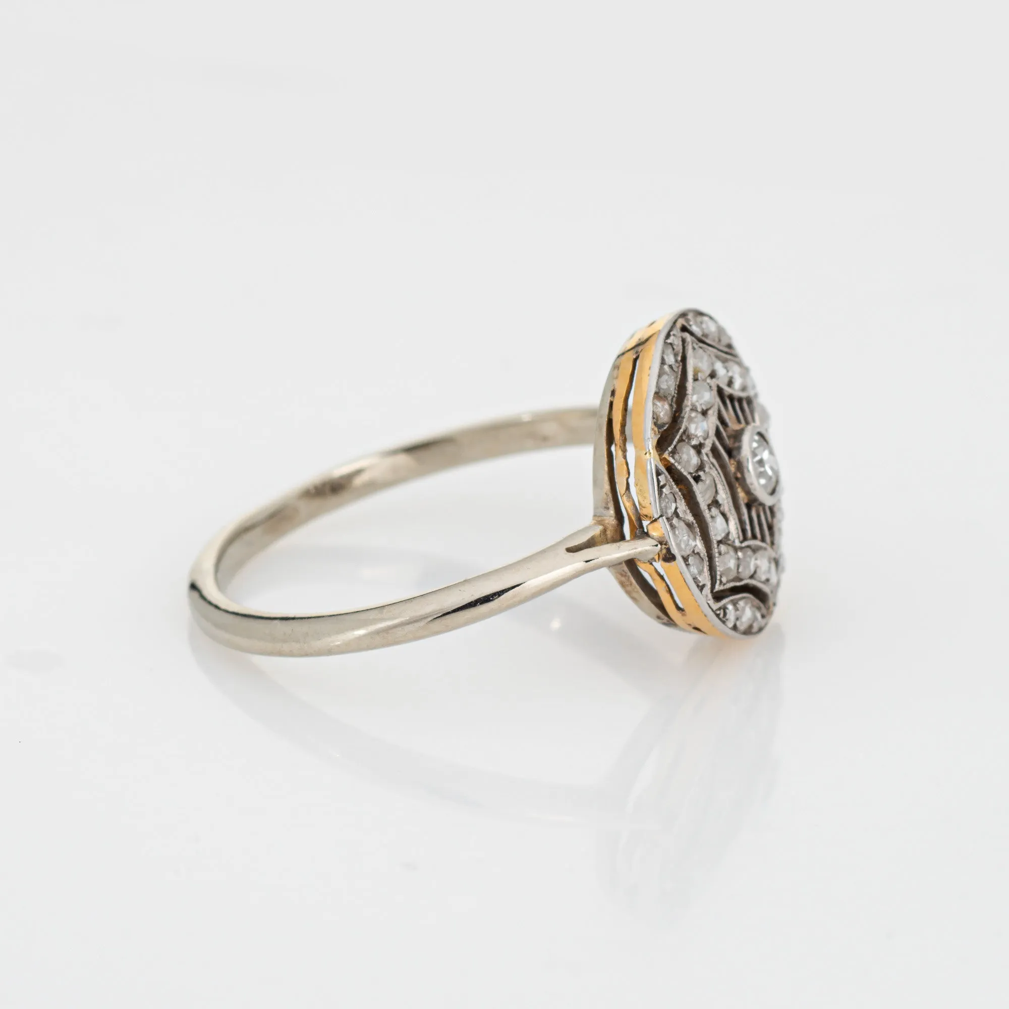Antique Edwardian Diamond Ring 18k Platinum Sz 9 Round Fine Cocktail Jewelry
