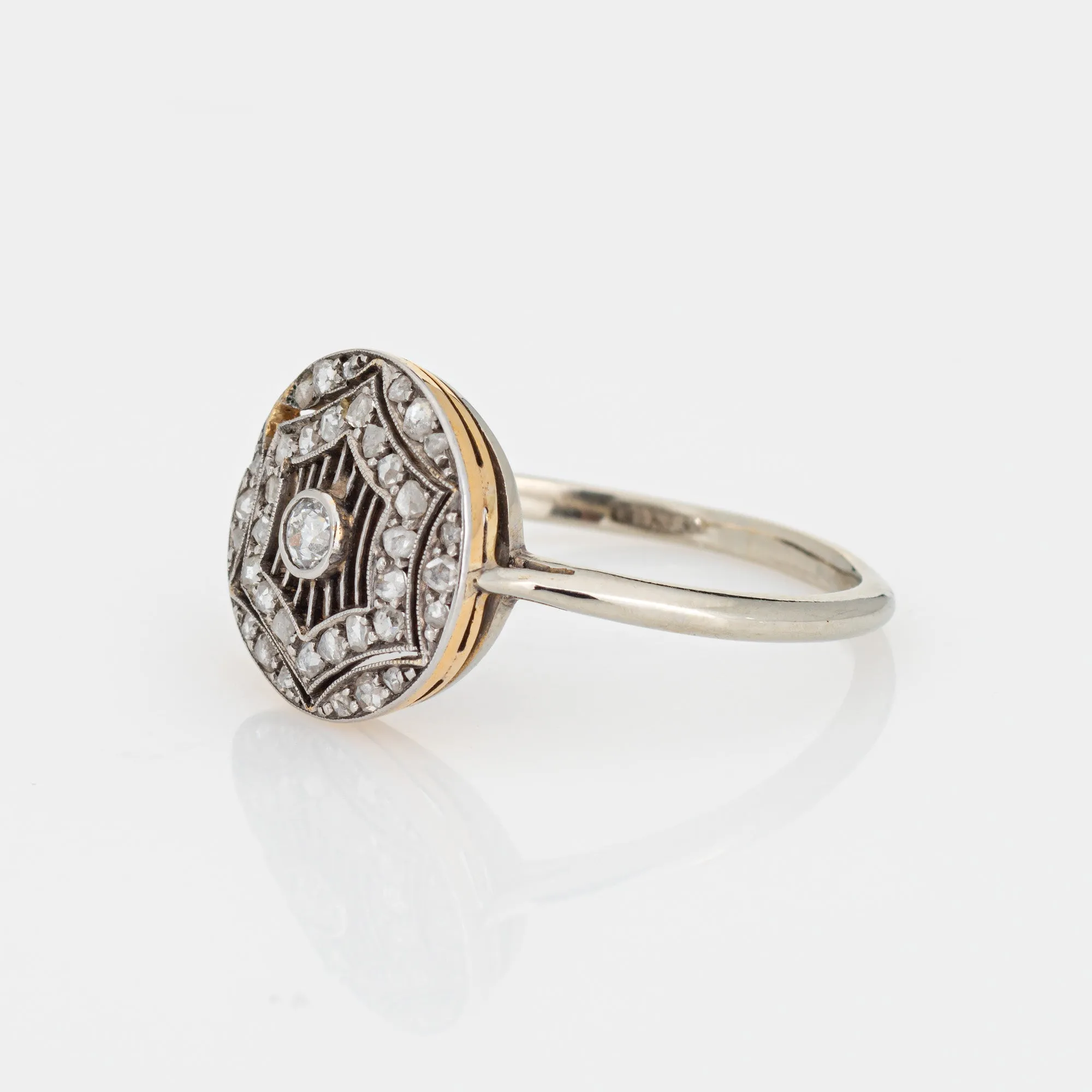 Antique Edwardian Diamond Ring 18k Platinum Sz 9 Round Fine Cocktail Jewelry