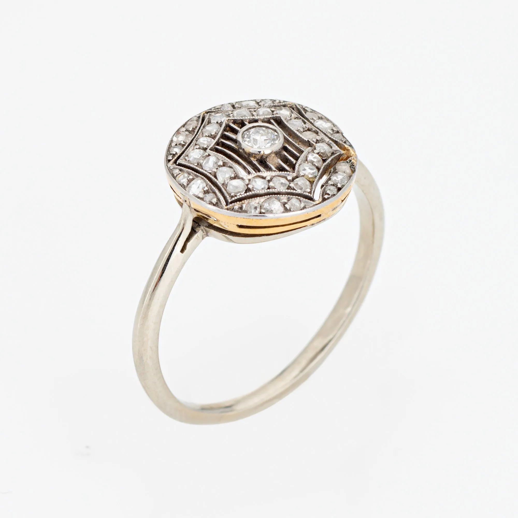 Antique Edwardian Diamond Ring 18k Platinum Sz 9 Round Fine Cocktail Jewelry