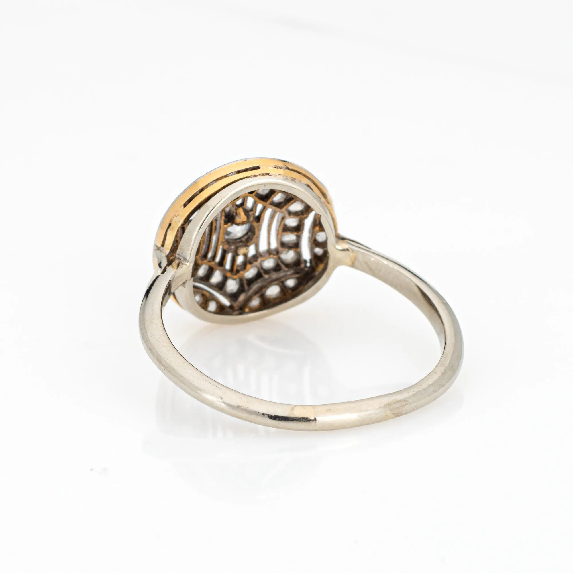 Antique Edwardian Diamond Ring 18k Platinum Sz 9 Round Fine Cocktail Jewelry
