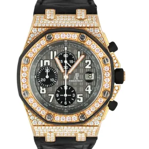 Audemars Piguet Royal Oak Offshore 18k Rose Gold 3.10ctw Gray 42mm 25940OK Watch