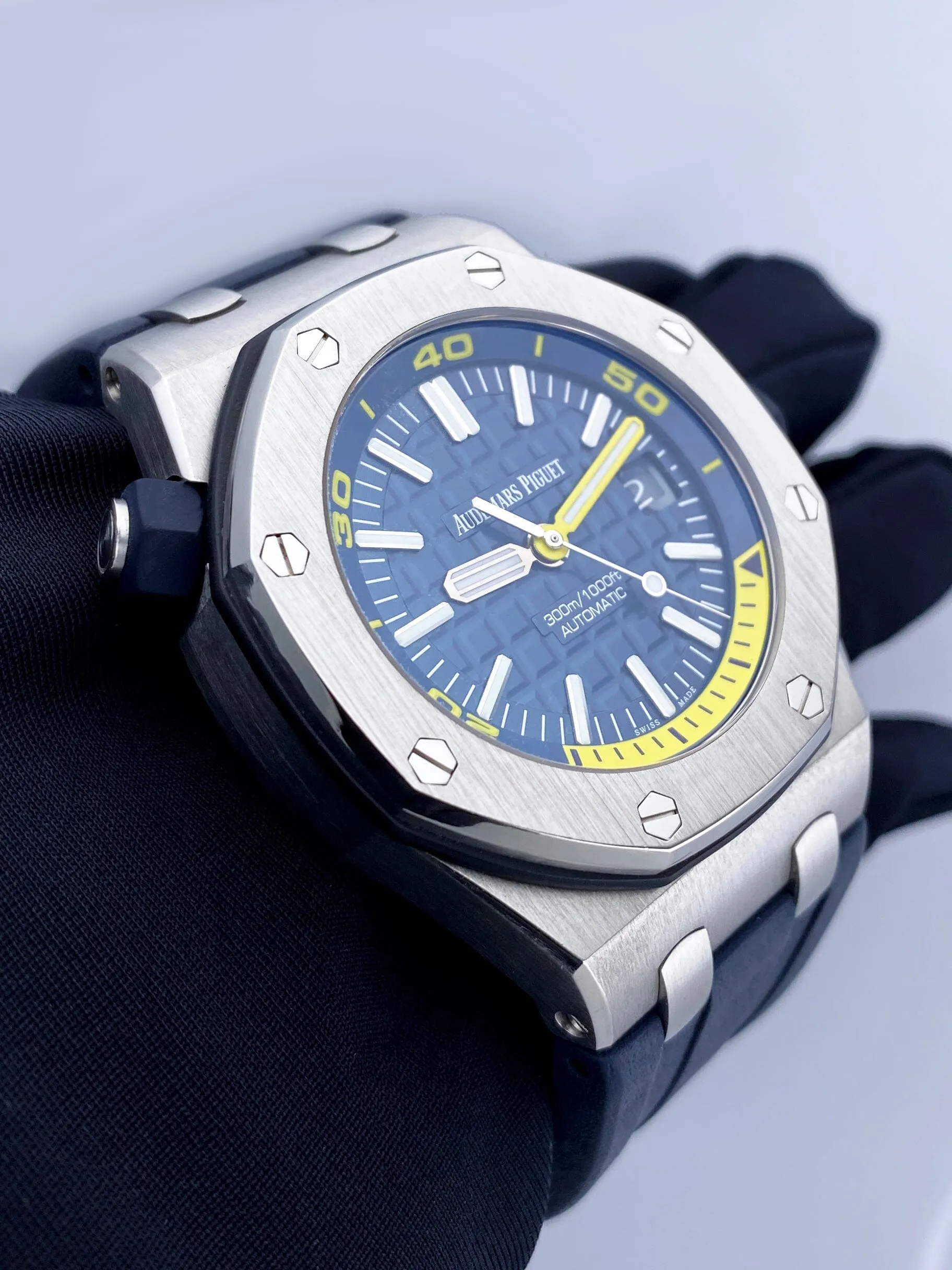 Audemars Piguet Royal Oak Offshore Diver 15710ST Blue Dial Mens Watch With Papers