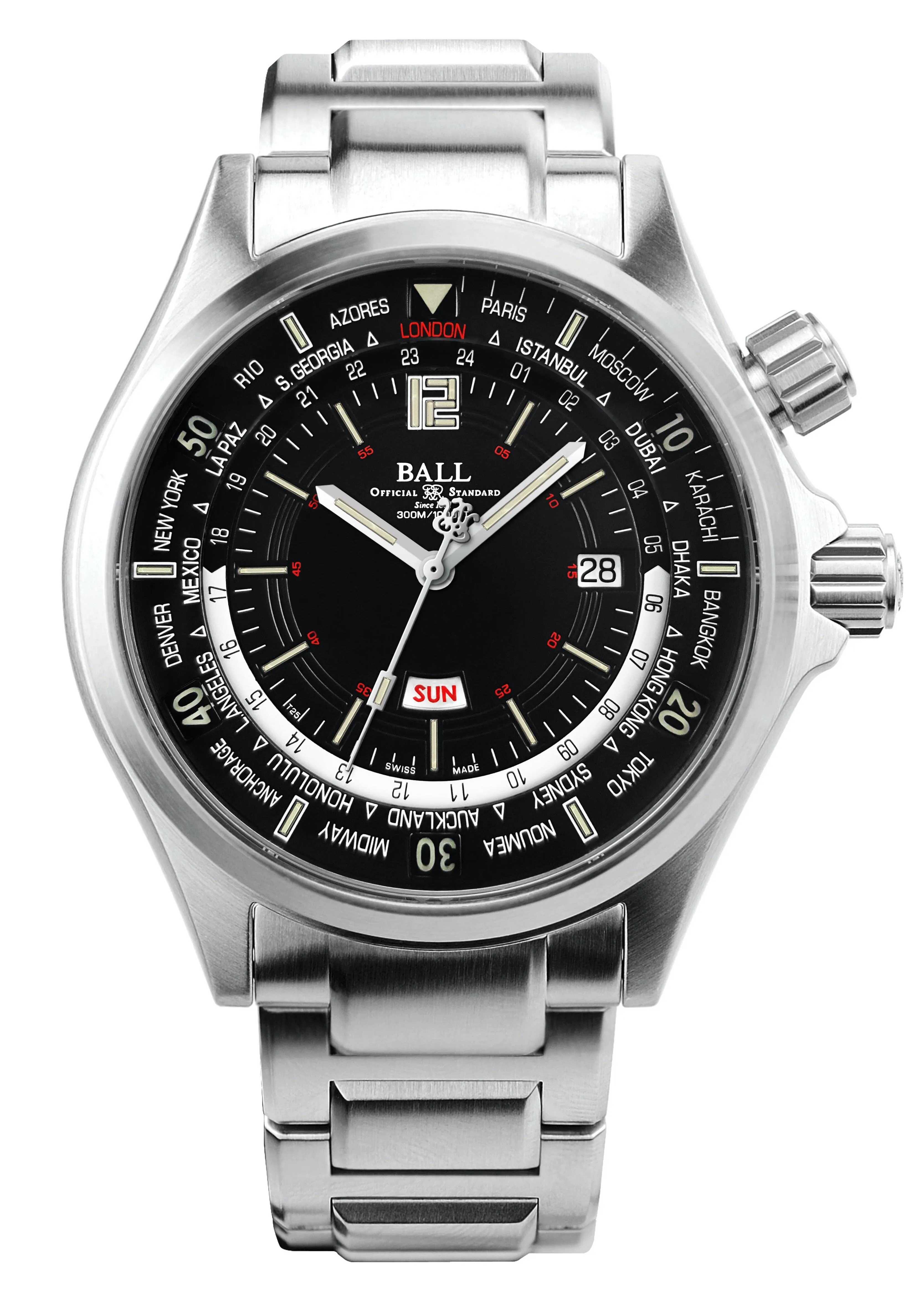 Ball Engineer Master II Diver Worldtime DG2022A Black Dial Mens Watch With Box