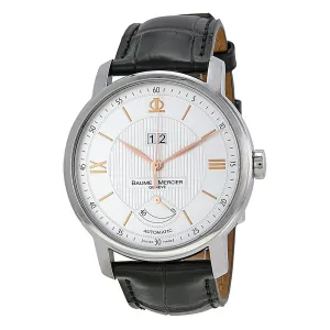 Baume and Mercier Classima Silver Dial Black Leather Men's Watch 10142