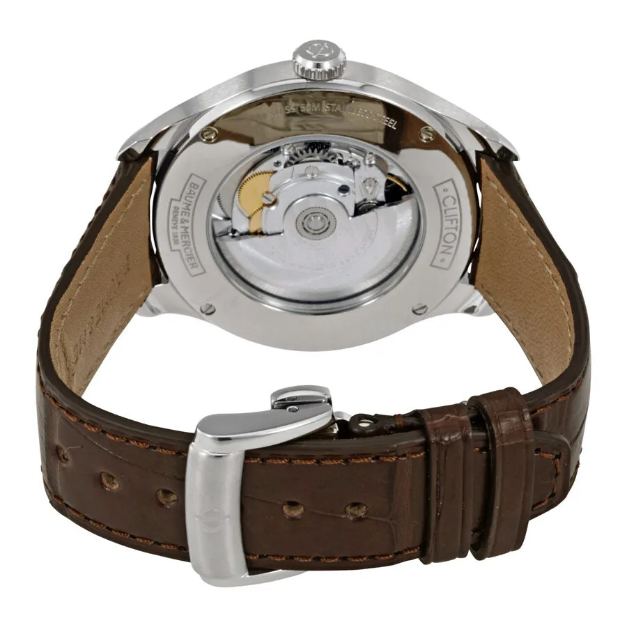 Baume et Mercier Clifton Automatic Silver Dial Brown Leather Men's Watch 10139