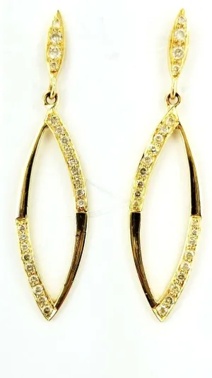 Beautiful Natural Diamond Drop Earrings 0.50 Carat 22k Yellow Gold GAL Certified