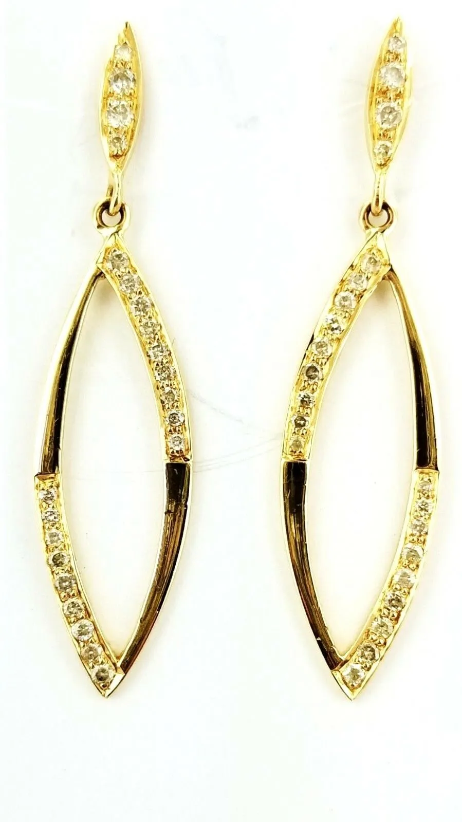 Beautiful Natural Diamond Drop Earrings 0.50 Carat 22k Yellow Gold GAL Certified