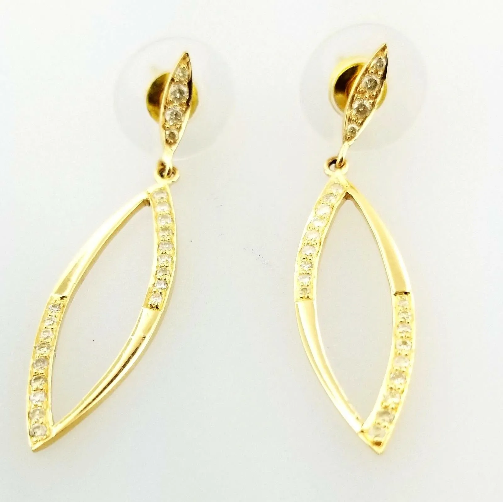 Beautiful Natural Diamond Drop Earrings 0.50 Carat 22k Yellow Gold GAL Certified