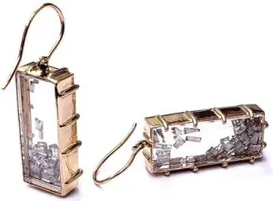 Beautiful Natural Diamonds Earrings Drop 5CT Baguette Certified 18K Yellow Gold