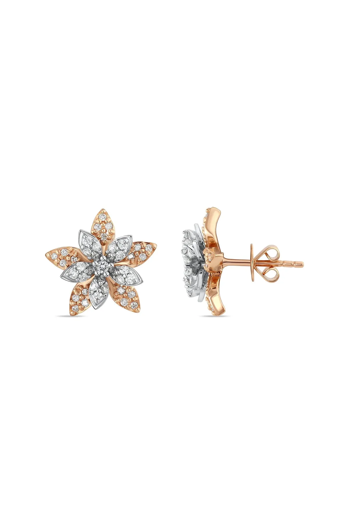 BEE GODDESS | ROSE-WHITE GOLD APPLE SEED DIAMOND EARRINGS