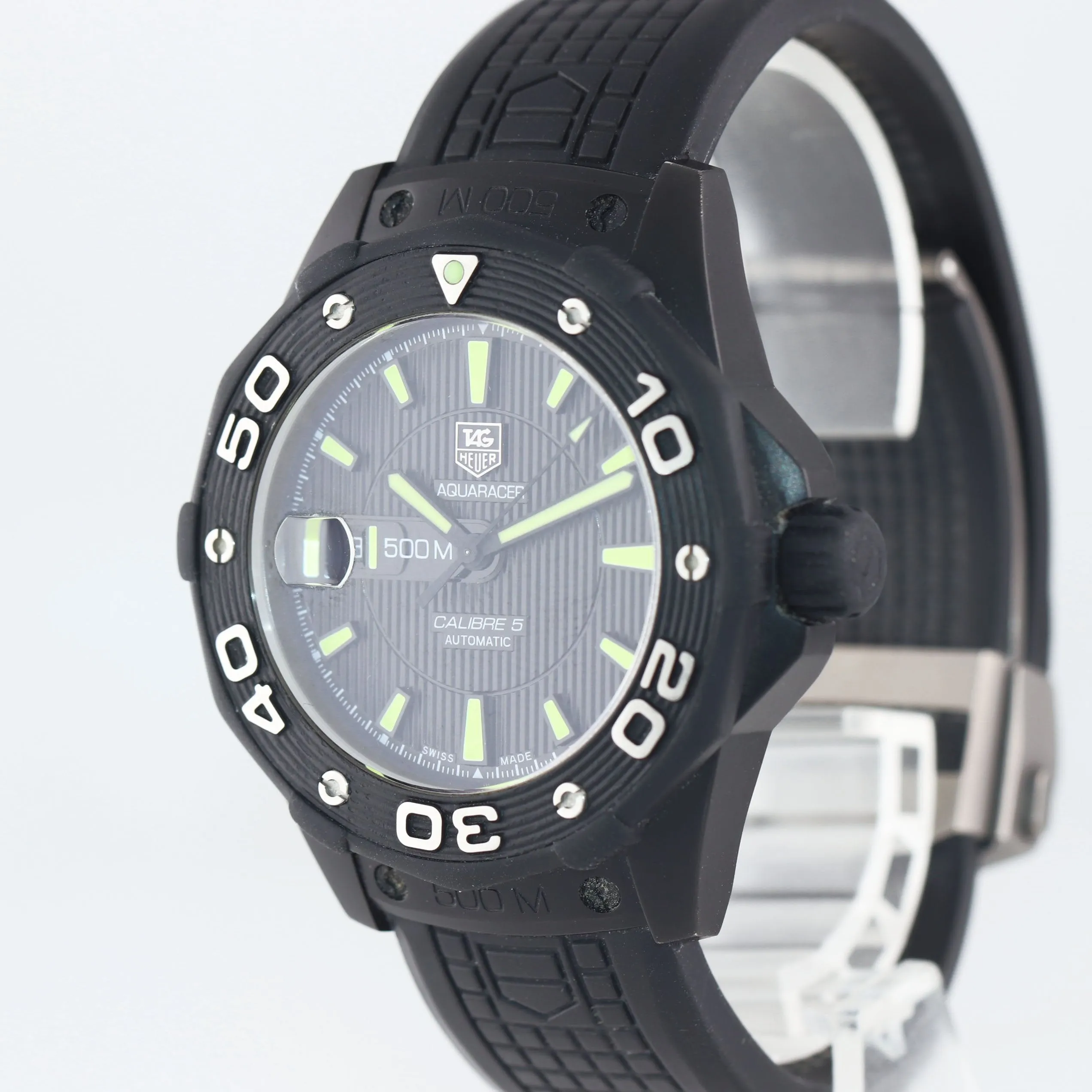 BOX PAPERS Tag Heuer Aquaracer WAJ2180 Full Black Calibre 5 Diver 43mm Watch