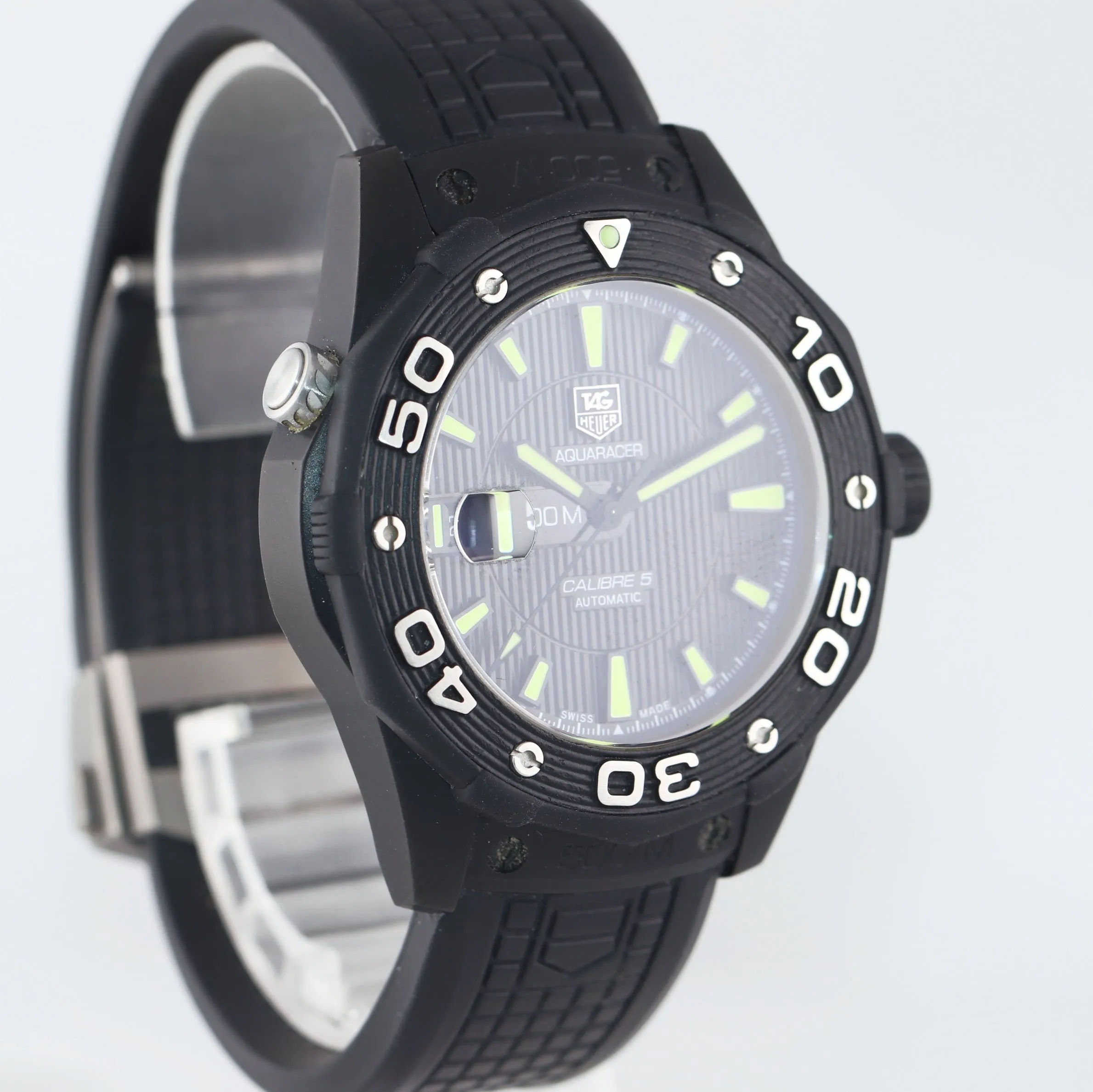 BOX PAPERS Tag Heuer Aquaracer WAJ2180 Full Black Calibre 5 Diver 43mm Watch