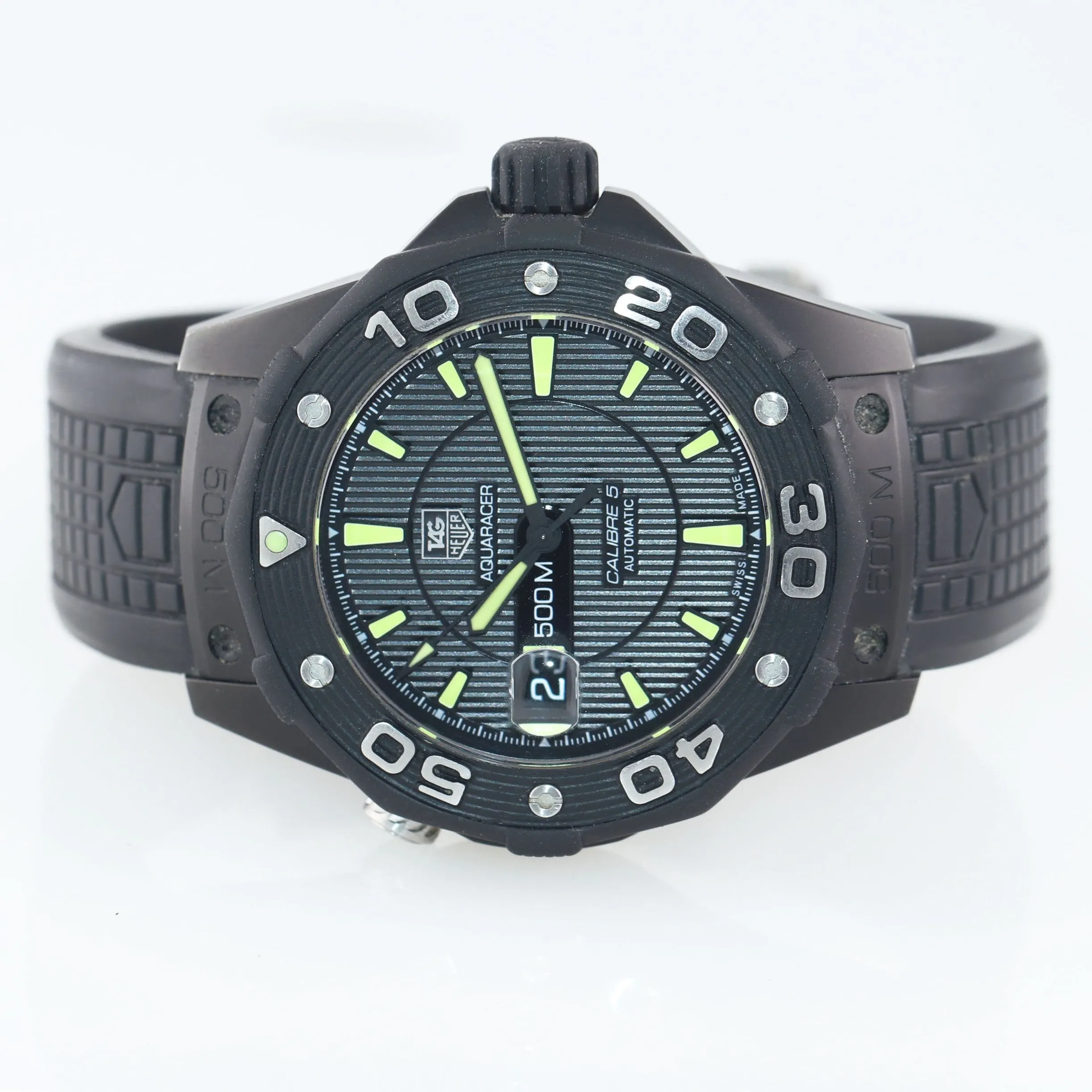 BOX PAPERS Tag Heuer Aquaracer WAJ2180 Full Black Calibre 5 Diver 43mm Watch
