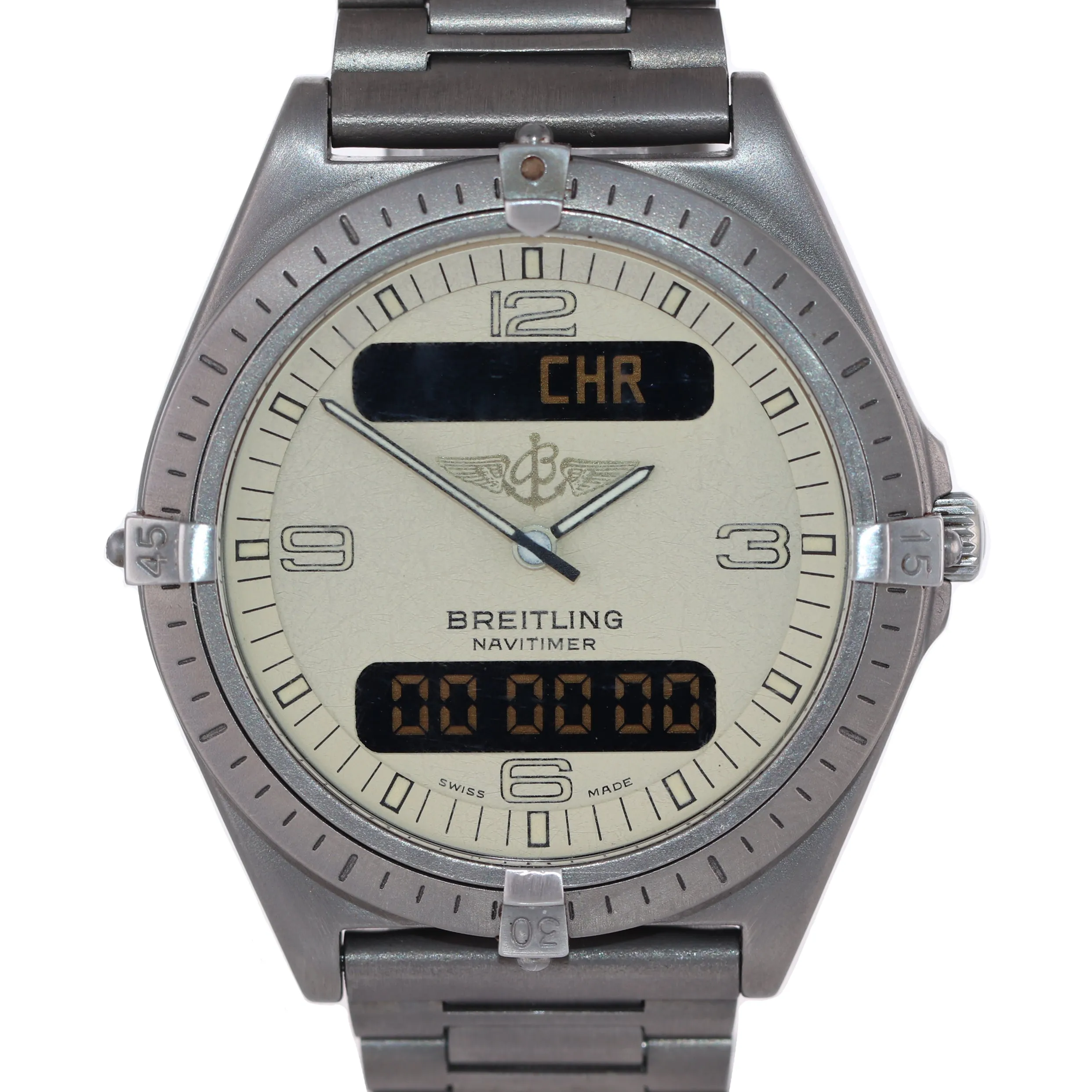 Breitling Aerospace Navitimer Titanium 80360 Ivory Dial 40mm Quartz Watch