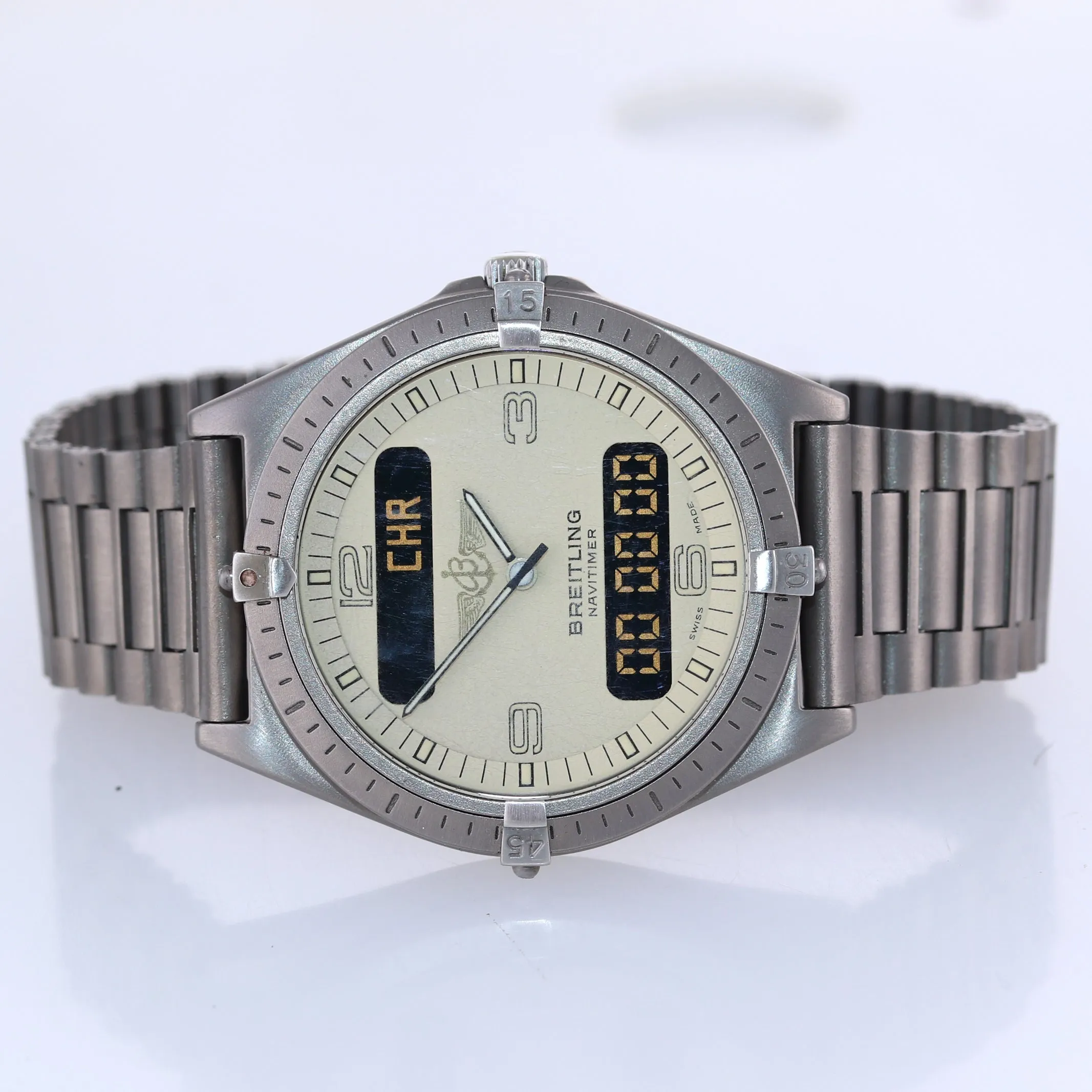 Breitling Aerospace Navitimer Titanium 80360 Ivory Dial 40mm Quartz Watch