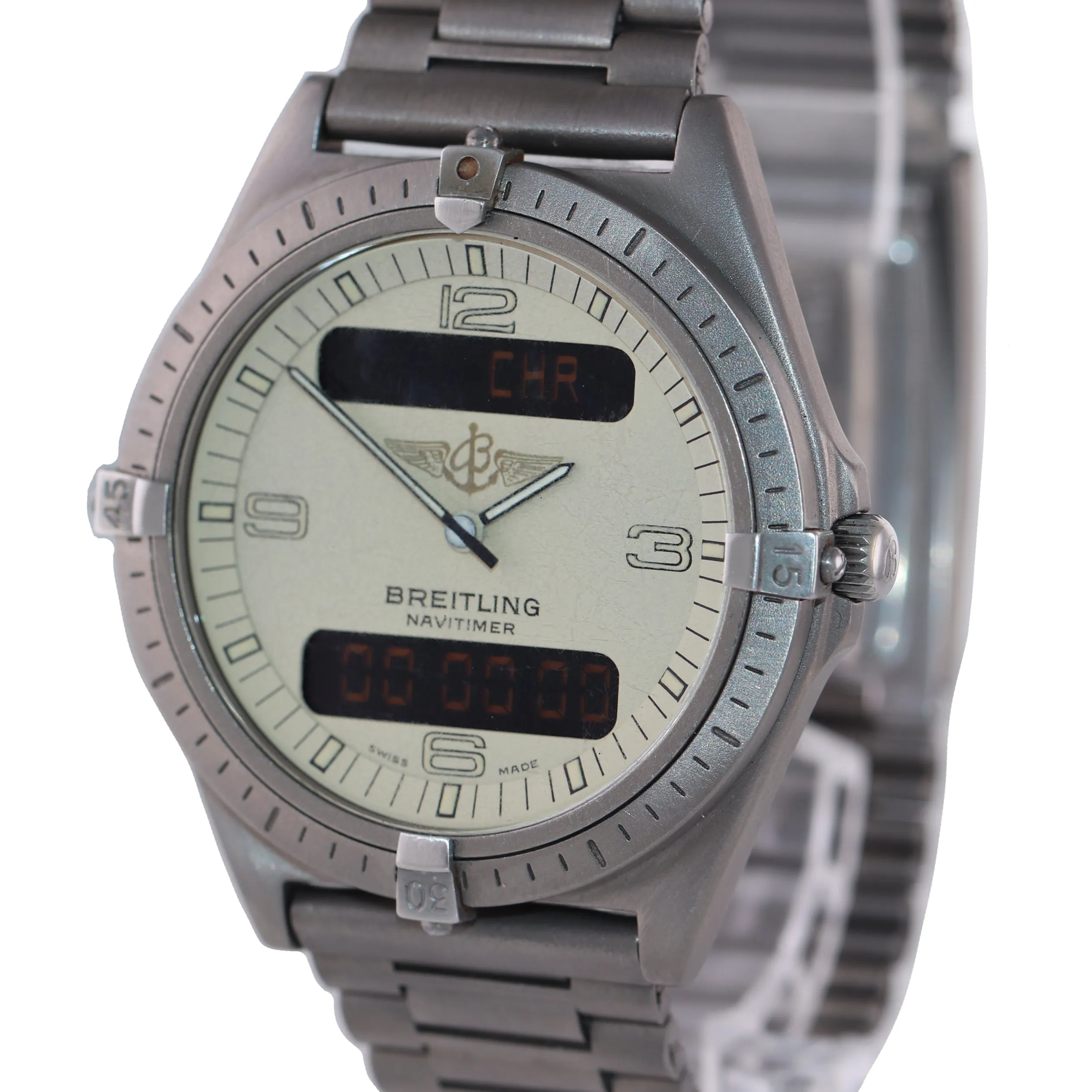 Breitling Aerospace Navitimer Titanium 80360 Ivory Dial 40mm Quartz Watch