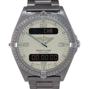 Breitling Aerospace Navitimer Titanium 80360 Ivory Dial 40mm Quartz Watch