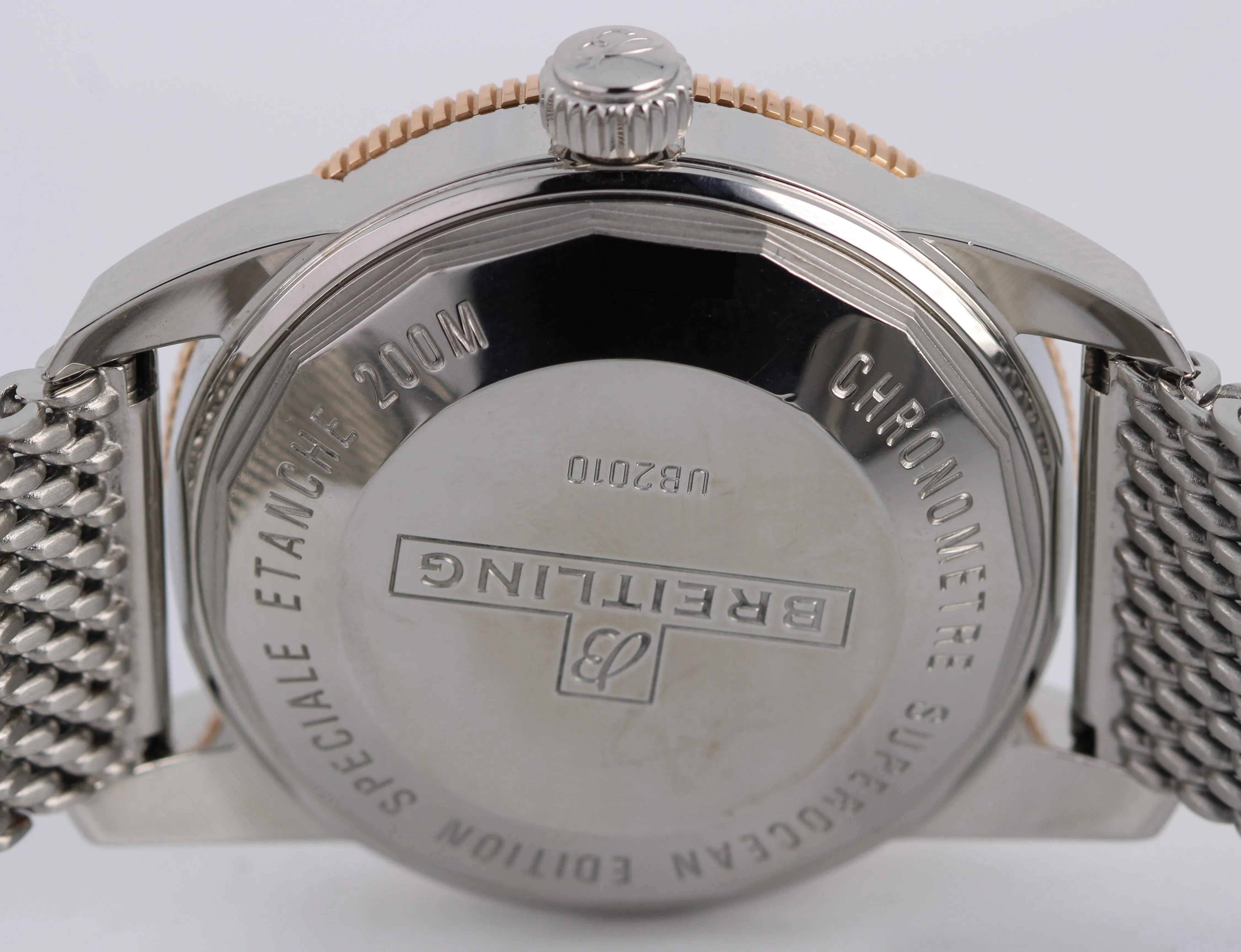 Breitling SuperOcean Heritage 18k Rose Gold Steel Black 42mm UB2010 Watch