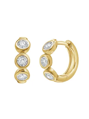 Bryn Bezel Chunky Diamond Huggie Earrings 14K