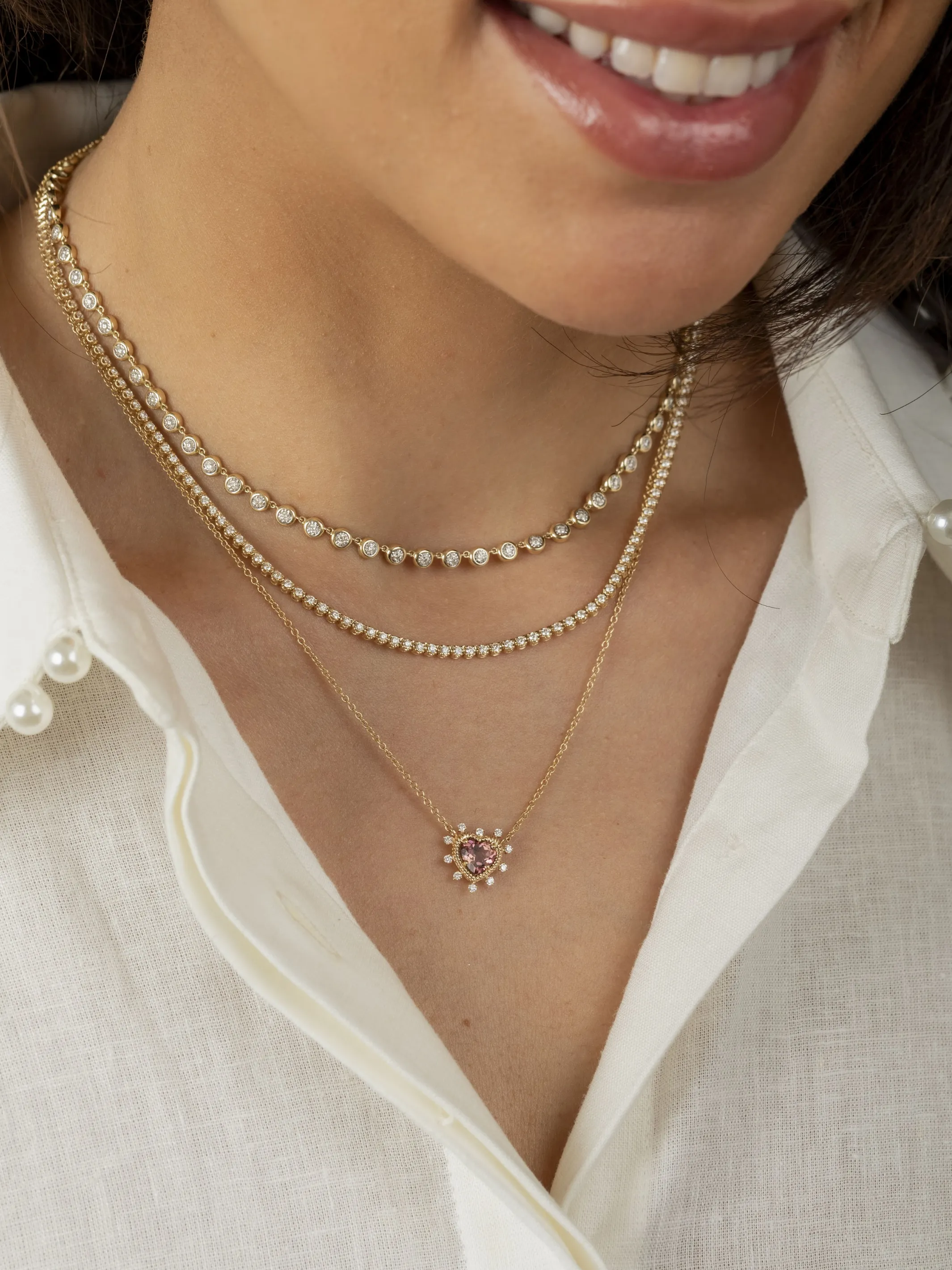 Bryn Endless Bezel Necklace 14K