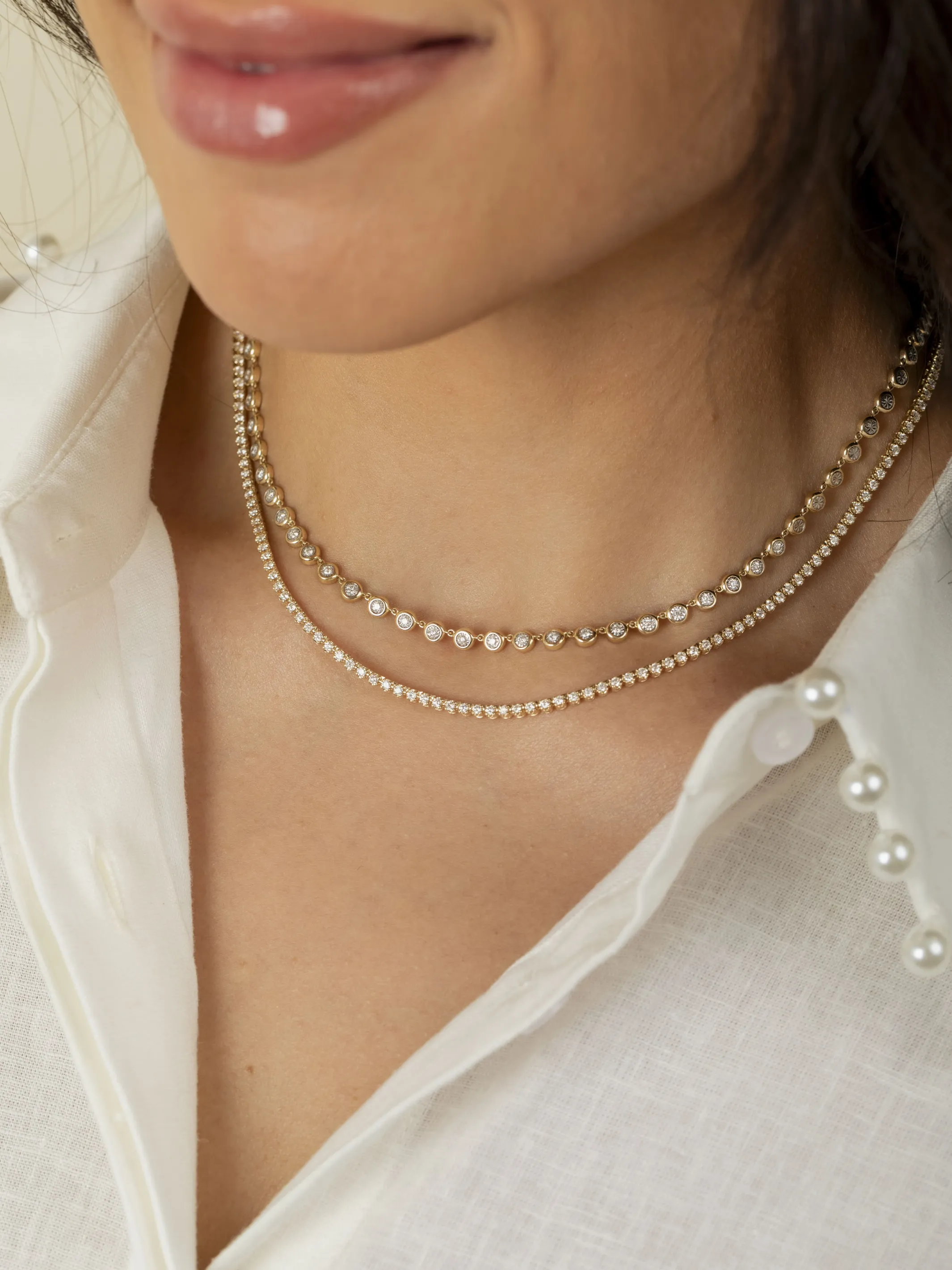 Bryn Endless Bezel Necklace 14K