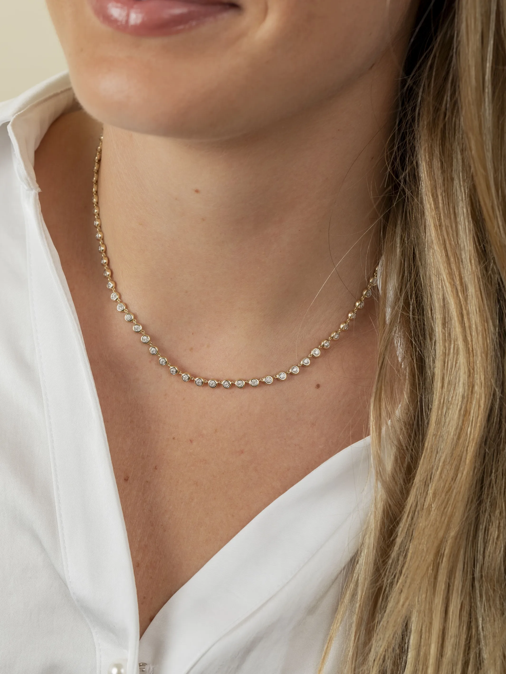 Bryn Endless Bezel Necklace 14K