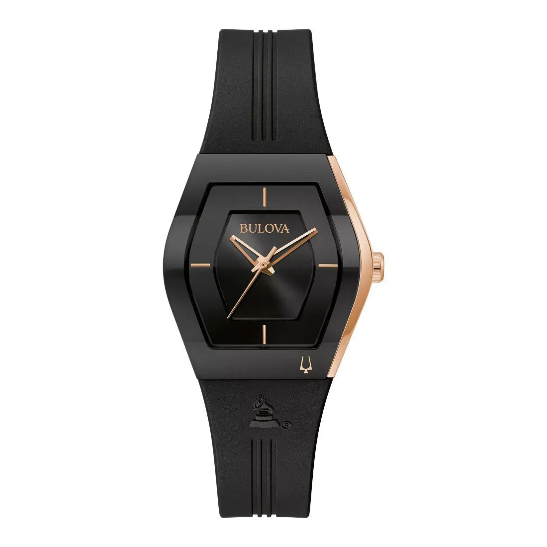 Bulova Gemini Latin Grammy Ladies Two Tone Black Silicone Strap Watch