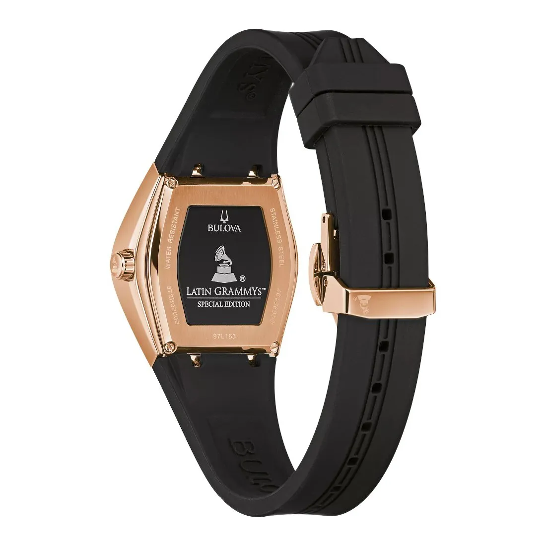 Bulova Gemini Latin Grammy Ladies Two Tone Black Silicone Strap Watch