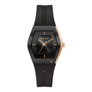 Bulova Gemini Latin Grammy Ladies Two Tone Black Silicone Strap Watch
