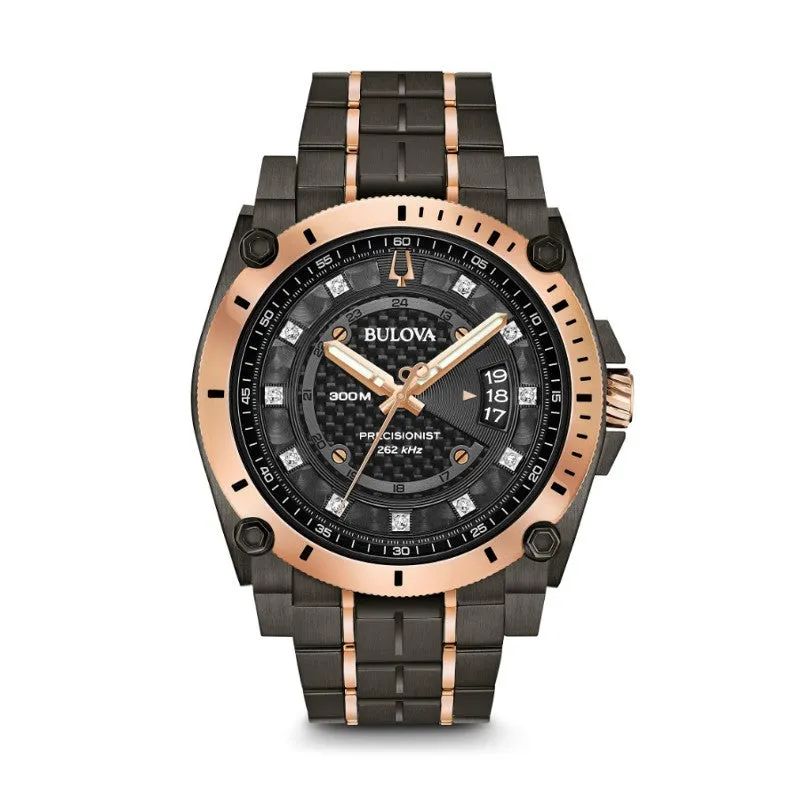 Bulova Precisionist Mens Two Tone Diamond and Black Dial Watch