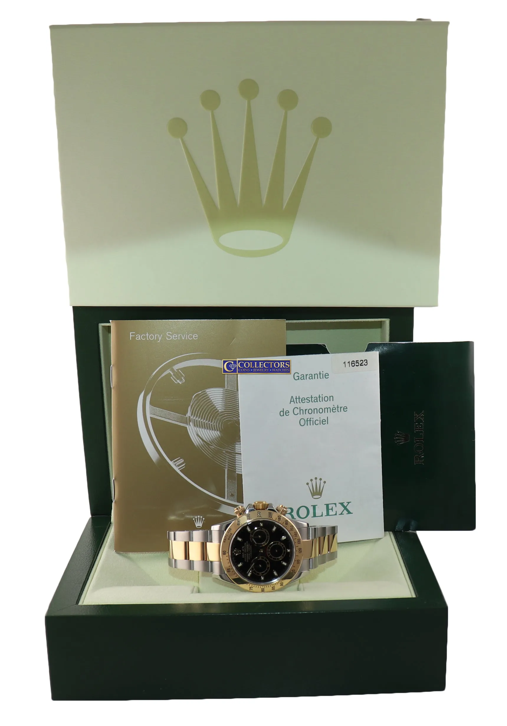 CASEBACK STICKER PAPERS Rolex Daytona 116523 Steel Gold Two Tone Black Watch