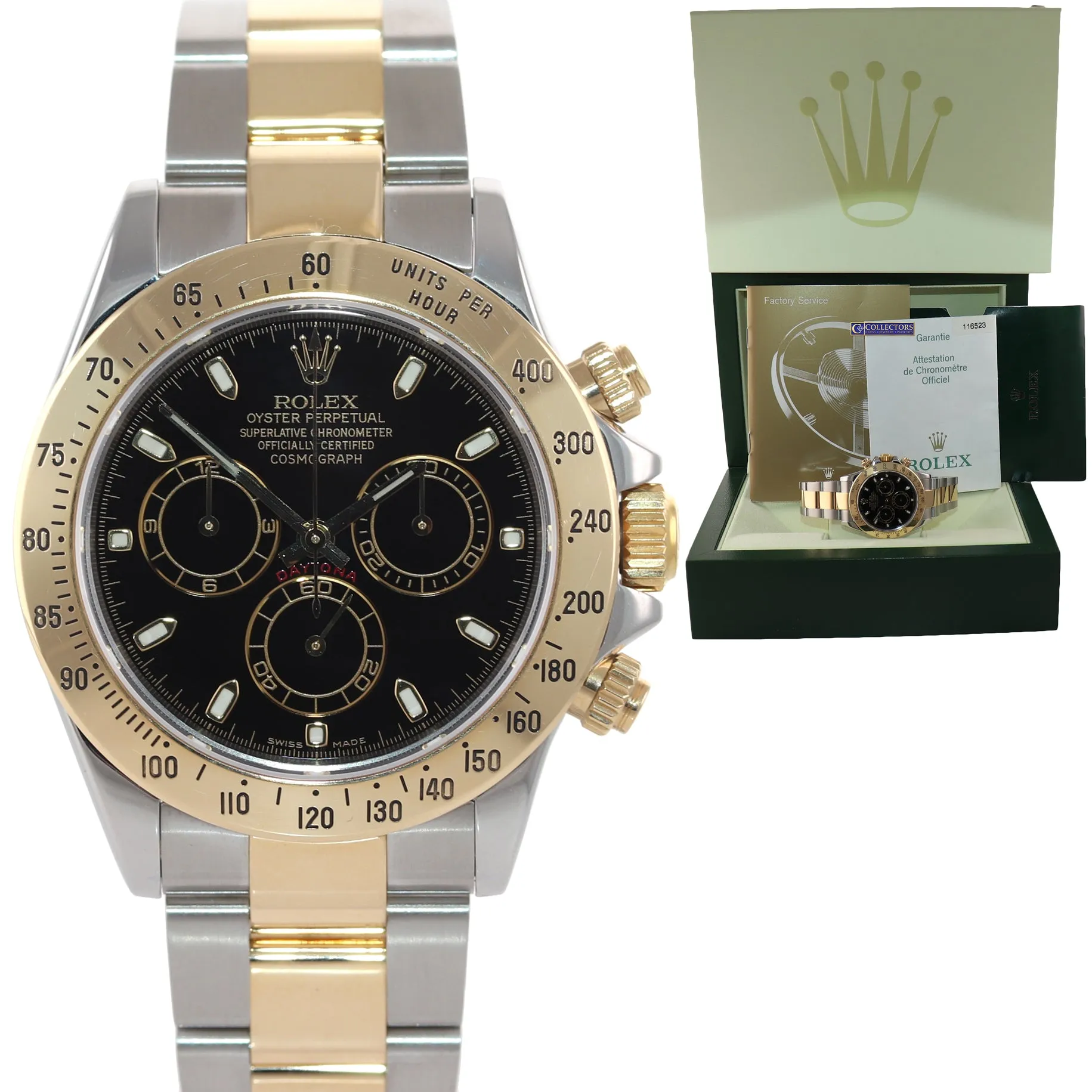 CASEBACK STICKER PAPERS Rolex Daytona 116523 Steel Gold Two Tone Black Watch