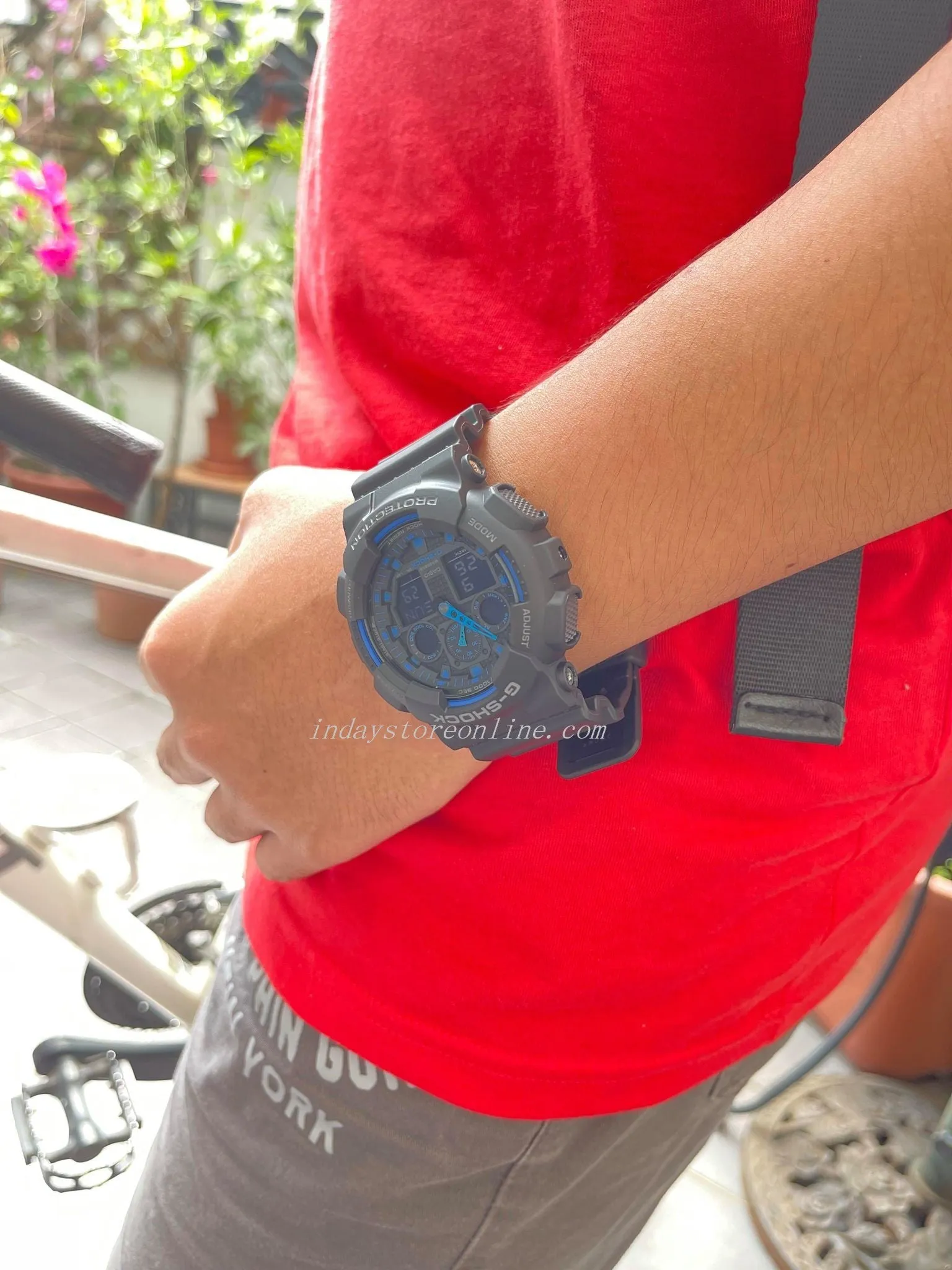 Casio G-Shock Men's Watch GA-100-1A2 Analog-Digital GA-100 Series Velocity Indicator With Anti-Slip Surface