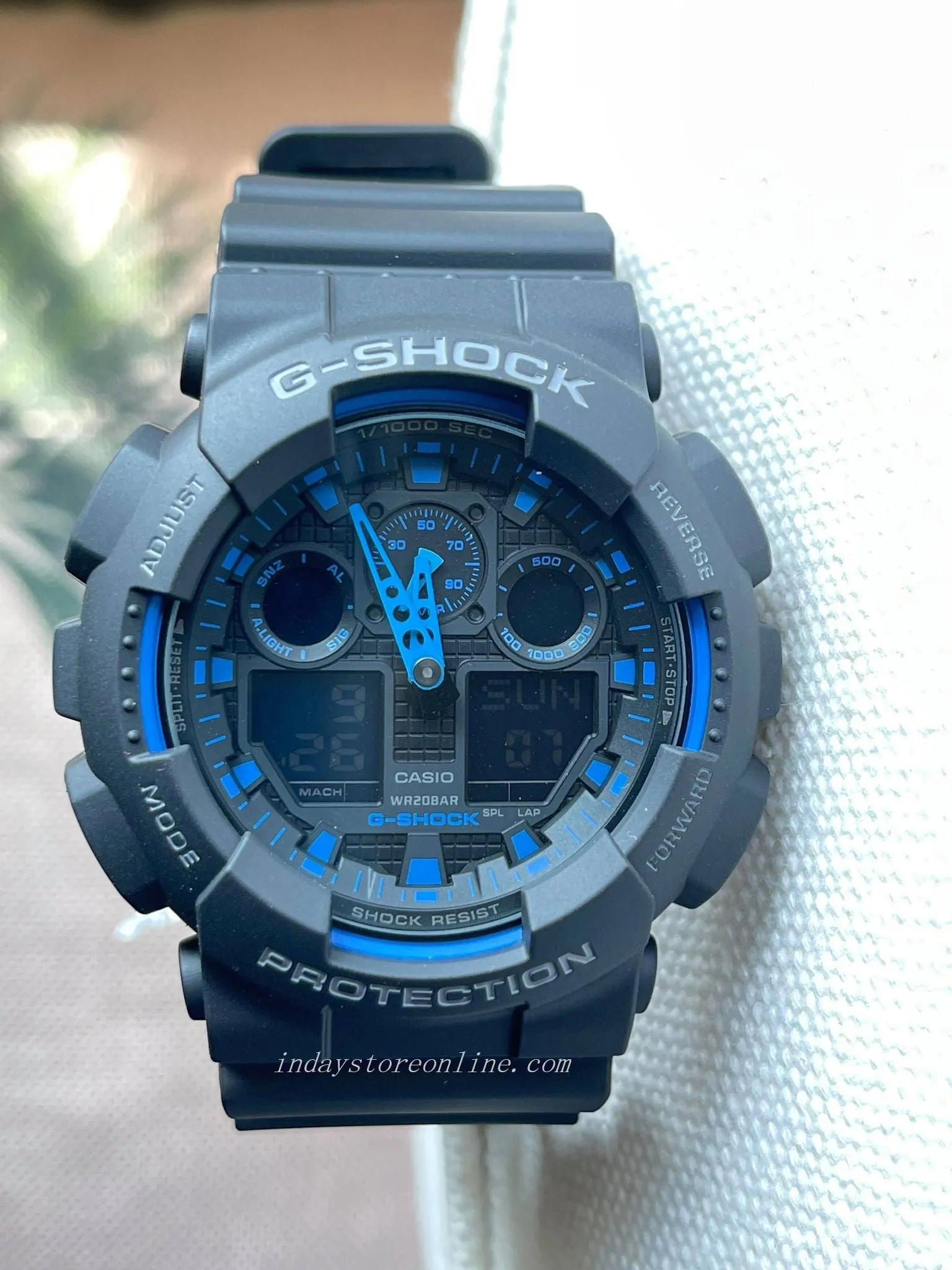 Casio G-Shock Men's Watch GA-100-1A2 Analog-Digital GA-100 Series Velocity Indicator With Anti-Slip Surface