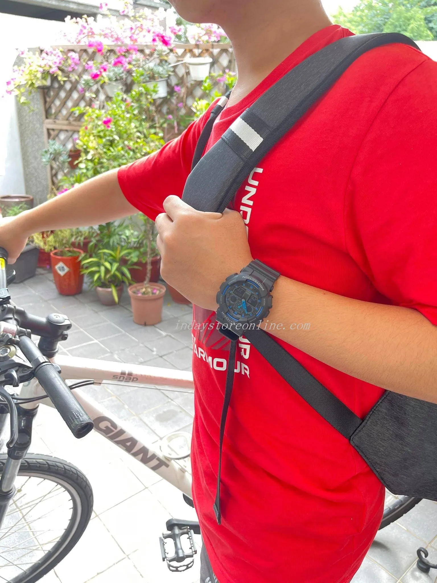 Casio G-Shock Men's Watch GA-100-1A2 Analog-Digital GA-100 Series Velocity Indicator With Anti-Slip Surface
