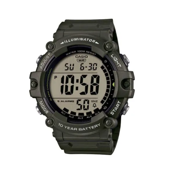 Casio Illuminator Green Silicone Strap Green Dial Quartz Watch for Gents - AE-1500WHX-3AVDF
