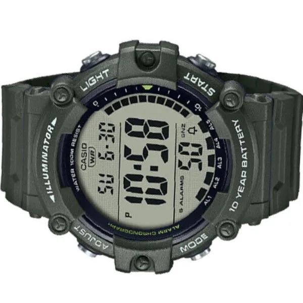 Casio Illuminator Green Silicone Strap Green Dial Quartz Watch for Gents - AE-1500WHX-3AVDF
