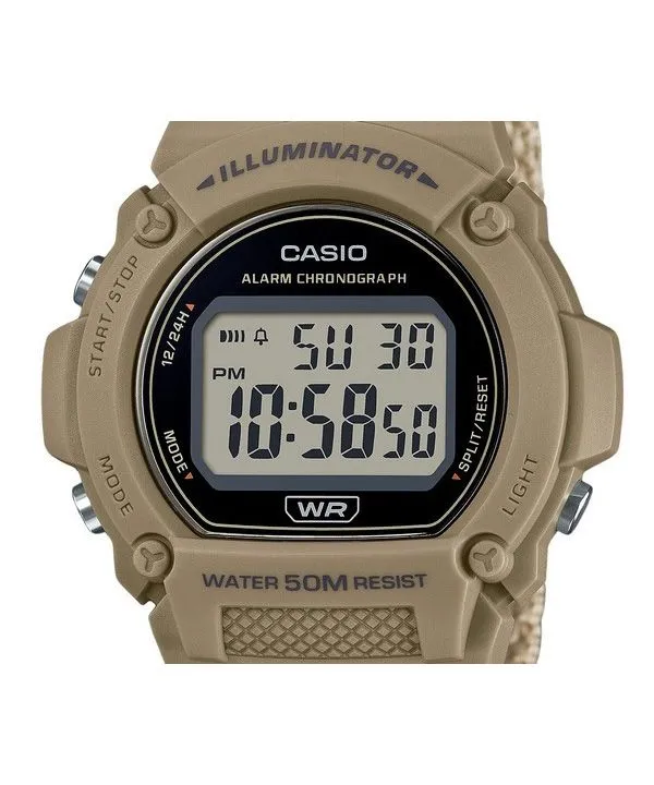 Casio Standard Brown Digital Cloth Strap Quartz W-219HB-5AV Men's Watch