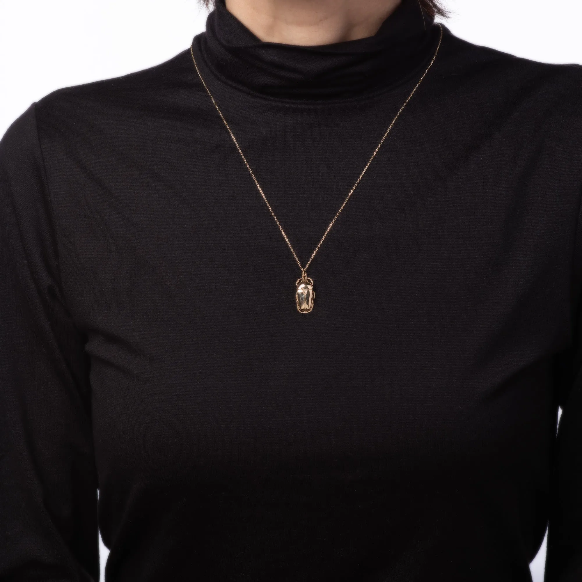 Celine Daoust Trillion Diamond Scarab Necklace 14k Yellow Gold Estate Jewelry