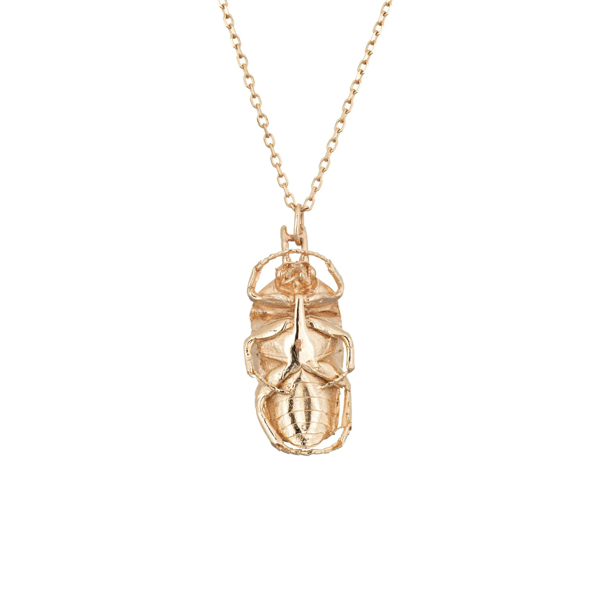Celine Daoust Trillion Diamond Scarab Necklace 14k Yellow Gold Estate Jewelry