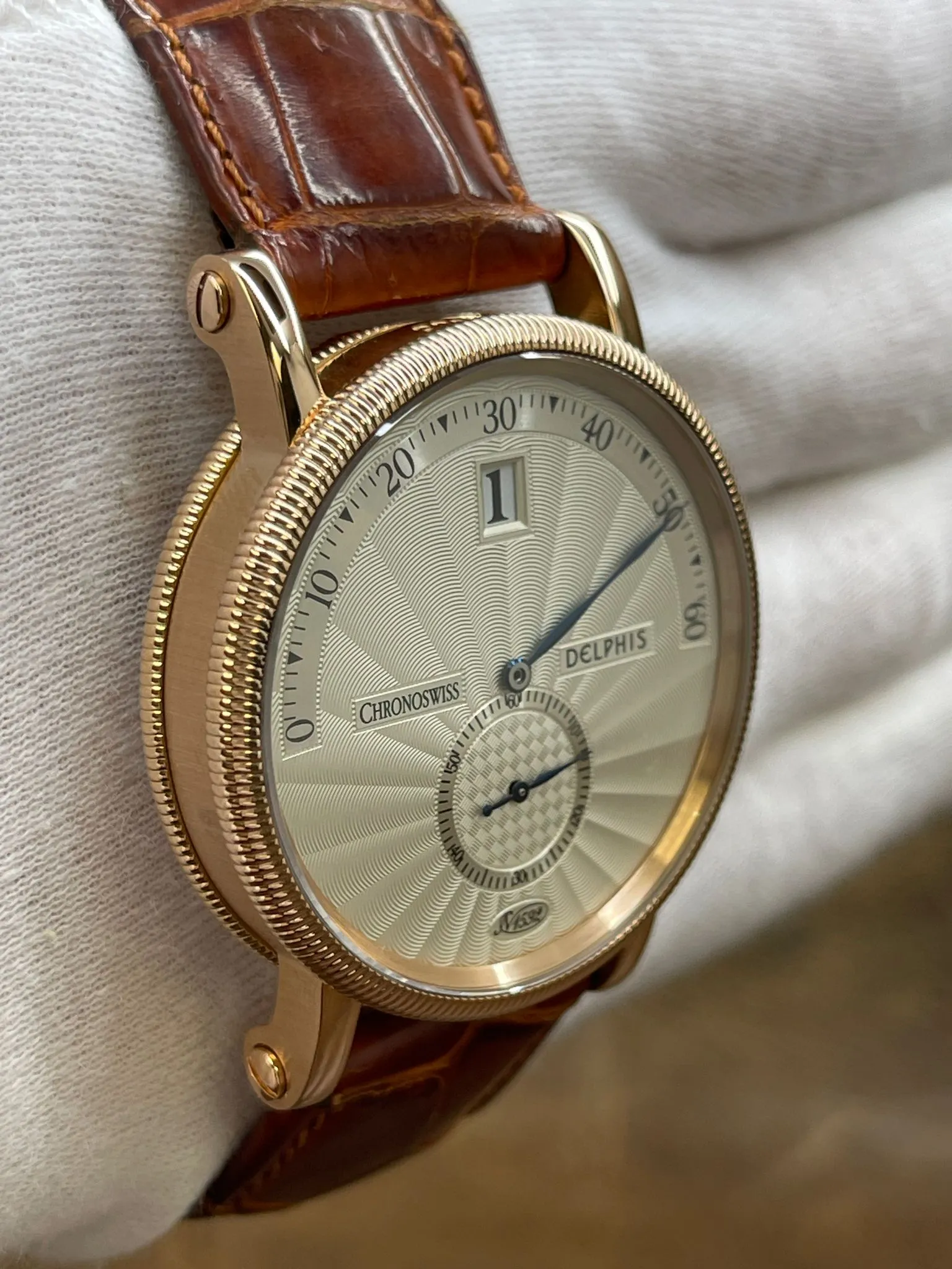 Chronoswiss Delphis Jumping Hour Retrograde CH1421R Silver Dial Automatic Men's Watch