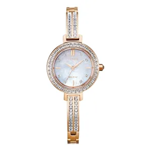 Citizen Silhouette Crystal Ladies Eco Drive Rose Tone Mother of Pearl Dial Watch