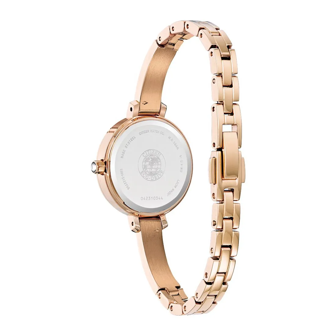 Citizen Silhouette Crystal Ladies Eco Drive Rose Tone Mother of Pearl Dial Watch