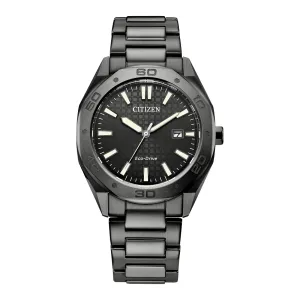 Citizen Weekender Mens Eco Drive Grey Tone Black Dial Watch