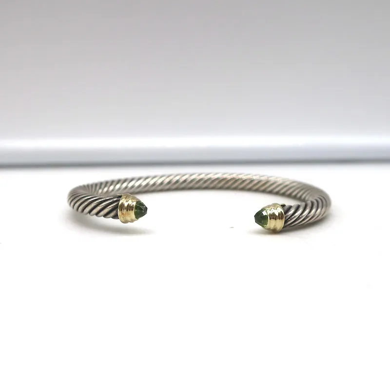 David Yurman Cable Classics Bracelet Sterling Silver with Peridot & 14k Gold