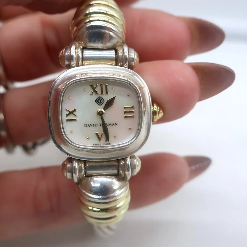 David Yurman Mother of Pearl Cable Watch Sterling Silver & 14k Gold