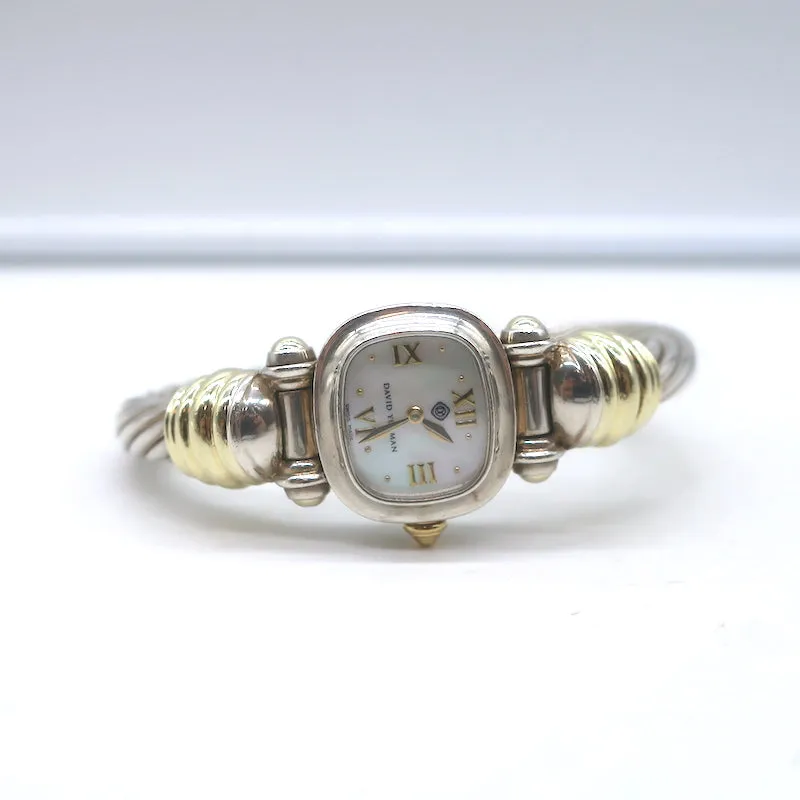 David Yurman Mother of Pearl Cable Watch Sterling Silver & 14k Gold